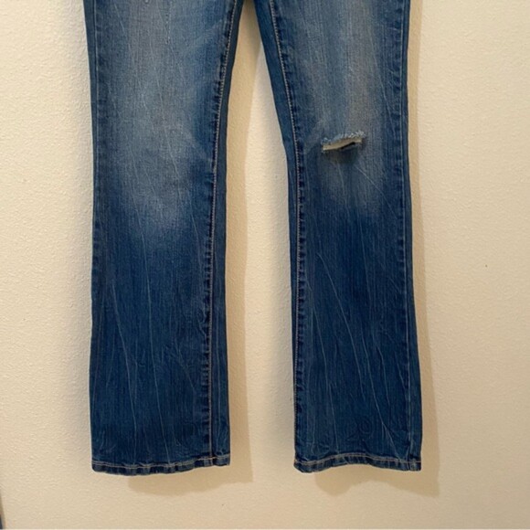 Aeropostale Chelsea Bootcut Jeans Womens 1 Distressed Denim Contrast Stitching - Picture 7 of 11